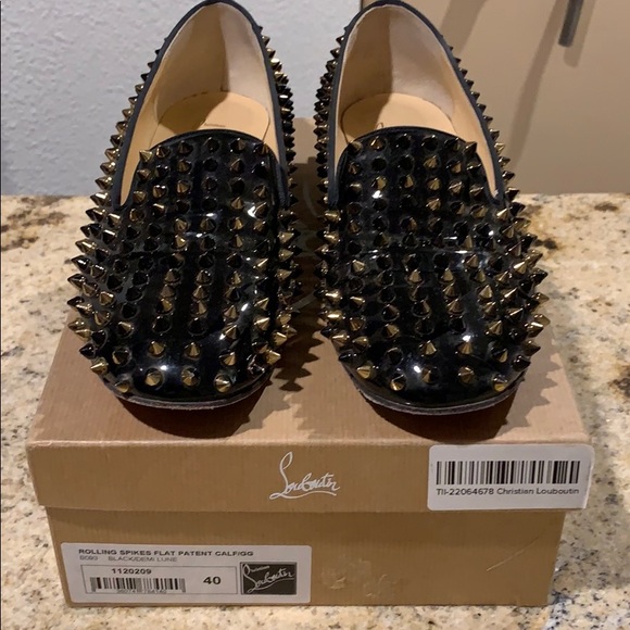 Christian Louboutin Shoes - Rolling Spikes Flat Patent Calf/GG